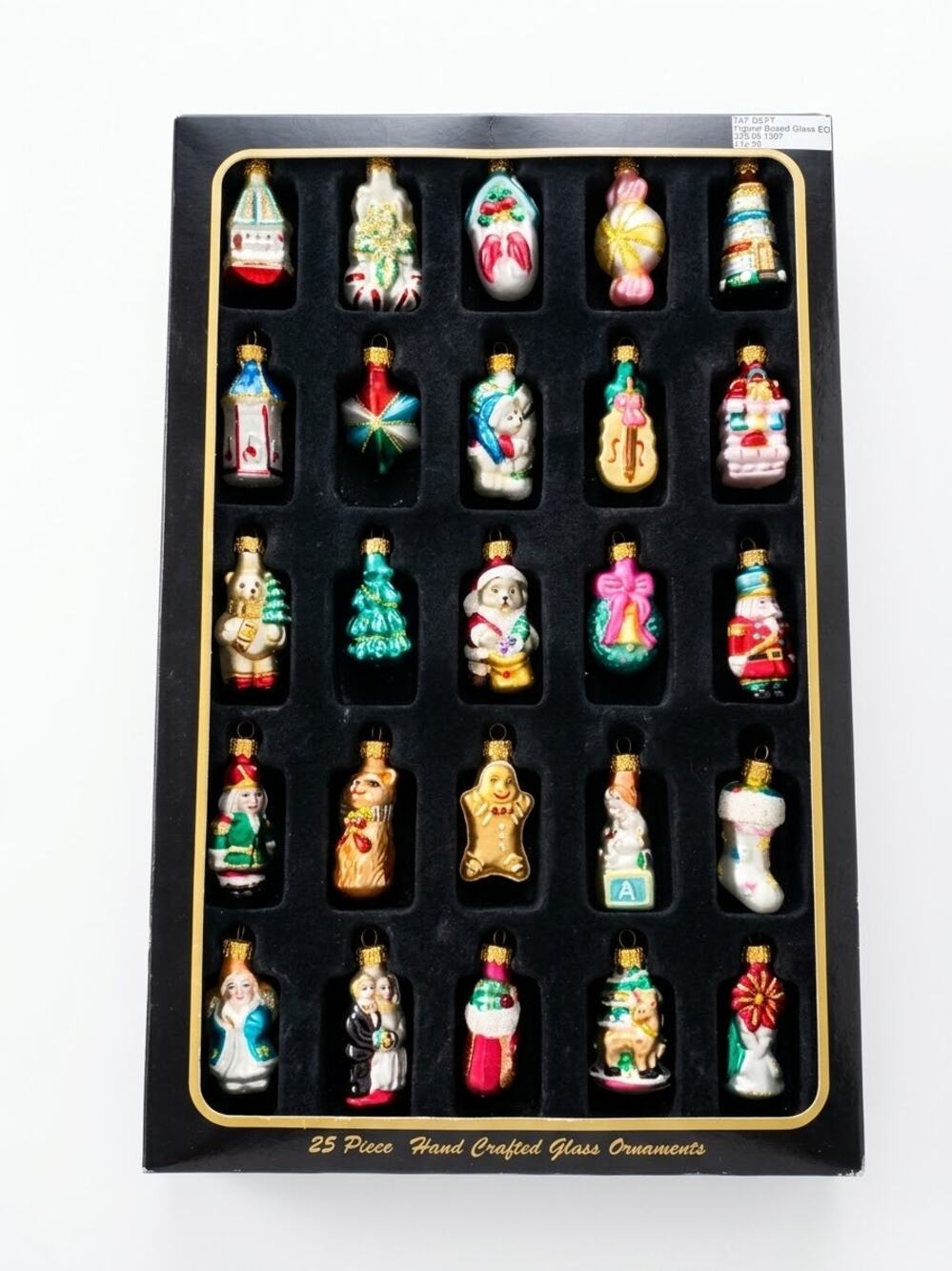 Vintage Miniature Hand Crafted Glass Christmas Ornaments Complete Set New In Box